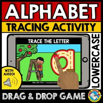 Preview of APPLE ALPHABET BOOM CARDS ACTIVITY LOWERCASE LETTER TRACING FORMATION SEPTEMBER