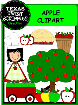 Preview of APPLE CLIPART {Texas Twist Scribbles}