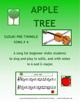 Preview of APPLE TREE - For beginning violin Suzuki Pre-twinklers
