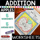 APPLES Addition Color by Number Worksheets Math Johnny Appleseed