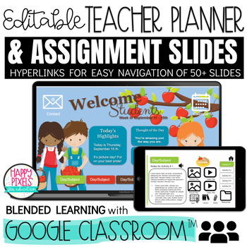 Preview of APPLES Digital Teacher Planner GOOGLE SLIDES TEMPLATES Blended Learning