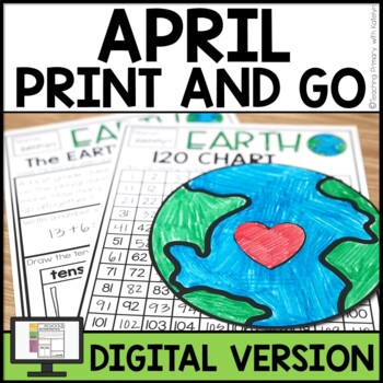 Preview of Sub Plans | Review Worksheets | FIRST GRADE Print and Go APRIL