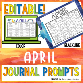 Preview of APRIL DAILY WRITING PROMPTS - APRIL Editable Calendar Journal Prompt