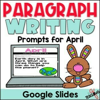 Preview of APRIL Digital Paragraph Writing Prompts and Practice 2nd 3rd Grade