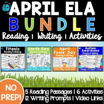 Preview of APRIL READING & WRITING BUNDLE | Reading Comprehension & Writing | Test Prep