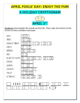 Preview of APRIL FOOLS' DAY CRYPTOGRAM: SMILE & ENJOY THE FUN!