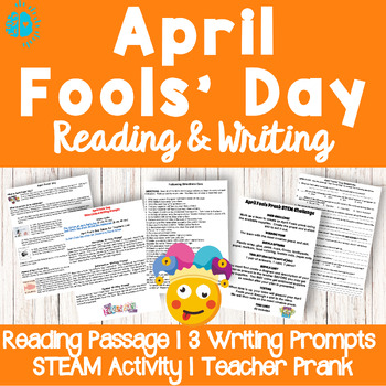 Preview of APRIL FOOLS DAY Reading Writing STEM Teacher Prank Activity Hands On Test Prep