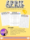 APRIL Fluency Practice Homework (letters, NSW, sight words