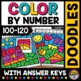 APRIL MATH COLOR BY NUMBER 100 TO 120 ACTIVITY FUN COLORING PAGE SHEETS