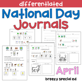 APRIL National Days Differentiated Journals for special education