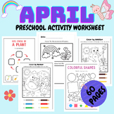 APRIL Preschool Worksheet. Spring Preschool activity. Spri