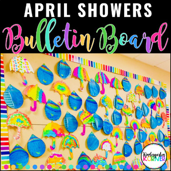 Preview of April Showers Bring May Flowers Raindrop Writing Craft Bulletin Board K 1 2 3