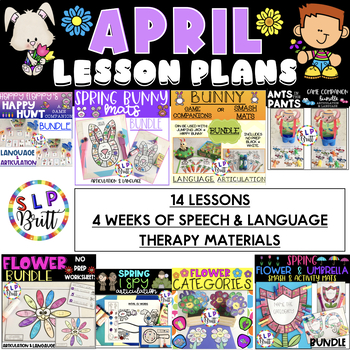 Preview of APRIL, SPEECH & LANGUAGE THERAPY LESSON PLANS