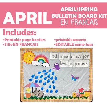 Preview of APRIL & SPRING BULLETIN BOARD/DOORO DECOR KIT-en francais