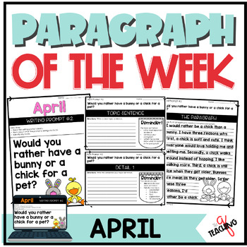 Preview of APRIL Paragraph Writing Worksheets, Scaffolded, Printables, 2nd 3rd