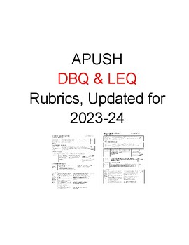 Preview of APUSH 2023 Updated DBQ & LEQ Rubrics