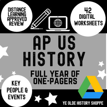 Preview of APUSH 42 One Pagers - Full Year of Digital Worksheets - United States History