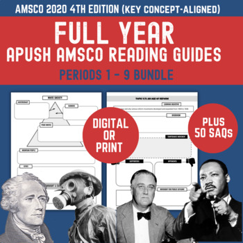 Preview of APUSH AMSCO 4th Edition 2020 Digital & Print Reading Guides + SAQs - Full Year