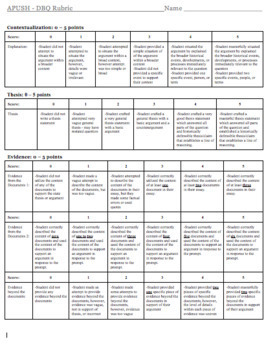 APUSH AP U.S. History 5 Point Grading Rubrics for the DBQ and the LEQ