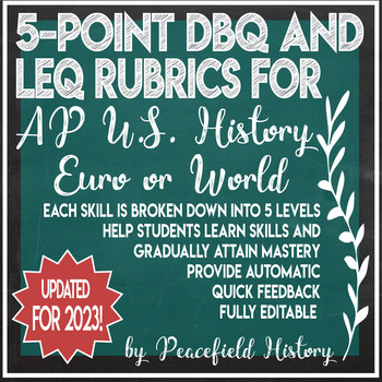 Preview of APUSH AP U.S. History 5 Point Grading Rubrics for the DBQ and the LEQ Updated