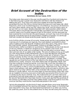 Preview of APUSH: Brief Account of the Destruction of the Indies by Bartolome de las Casas