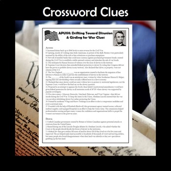 APUSH Drifting Toward Disunion Girding for War Crossword Review