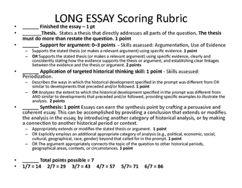 apush long essay directions