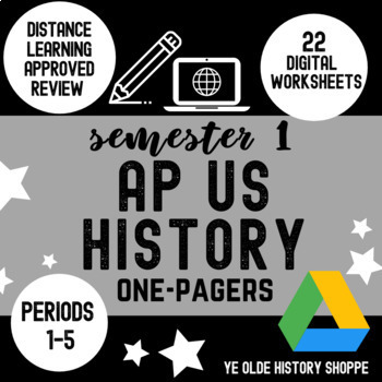 Preview of APUSH One Pager Reviews - Period 1 - 5 (1492 - 1877) United States History