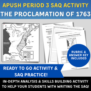 Preview of APUSH Period 3 SAQ Activity - The Proclamation of 1763 & Road to Revolution