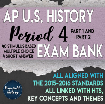 Preview of APUSH Period 4 Stimulus Based Multiple Choice Short Answer Test Bank BUNDLE