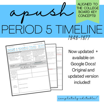 Preview of APUSH Period 5 (1848-1877) Major Events Timeline + Analysis