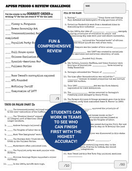 APUSH Period 6 Review Challenge - No Prep Review - 50 questions | TpT