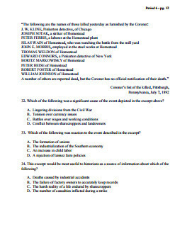 APUSH Period 6 Stimulus Based Multiple Choice Short Answer Test Part 2