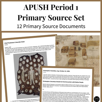 APUSH Period 1 Primary Source Set by Thinking Historically | TPT