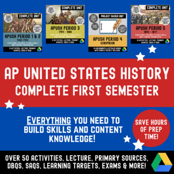 Preview of APUSH Semester 1 Bundle: 4 Complete Digital Units for AP US History