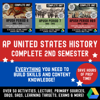 Preview of APUSH Semester 2 Bundle: 3 complete digital units with DBQs & Exams
