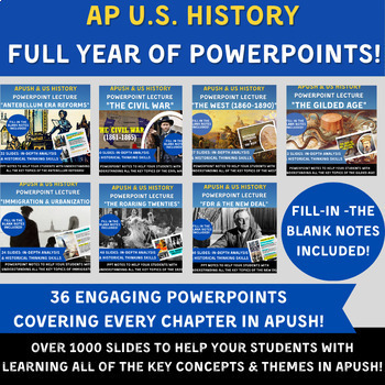 Preview of APUSH & US History- Full Year of PowerPoints & Lectures - Guided Notes Included!