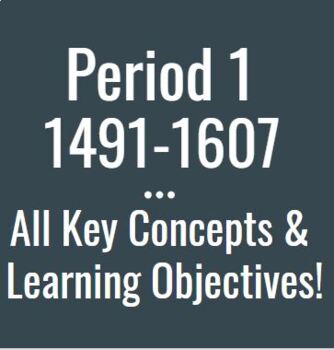 Preview of APUSH or U.S. History Period 1 (1491-1607) Learning Objectives and Key Concepts 