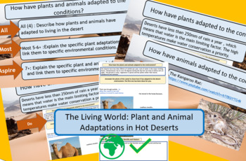 AQA 9-1 Living World: Desert Ecosystem - Plant and Animal Adaptations.