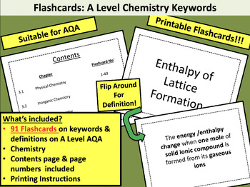 Preview of AQA A Level Chemistry Flashcard Keywords