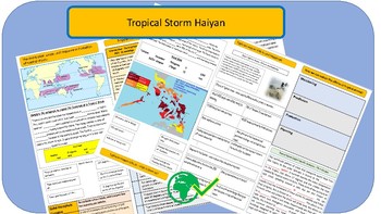 Preview of AQA GCSE 9-1 : Typhoon Haiyan, Tropical Storms, A3 Double Sided Revision Sheet.