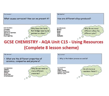 Preview of AQA GCSE Chemistry - C15 - Using Resources complete unit