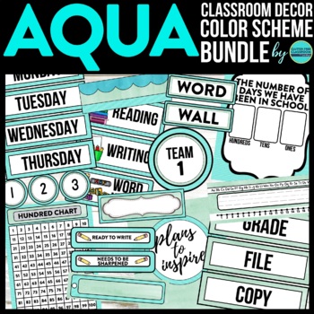 Preview of Aqua Theme Classroom Decor