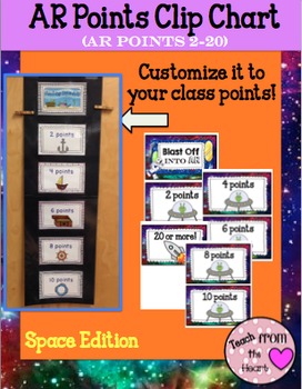 Preview of AR (Accelerated Reader) Clip Chart Tracker (Space Theme)