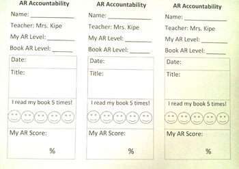 Preview of AR Accountability Bookmark