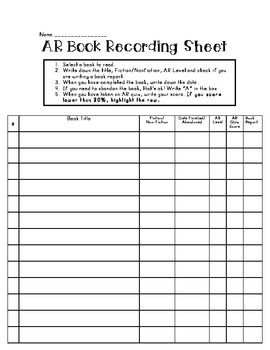 Printable Recording Sheet