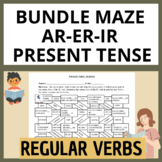 AR ER & IR VERBS Regular Present Tense Maze Bundle-Spanish