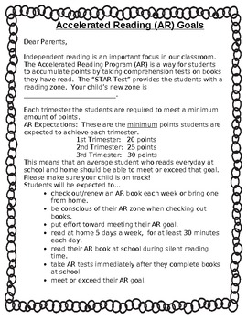 AR Parent Letter by Fancy Free in 4th -Layla Henry | TpT