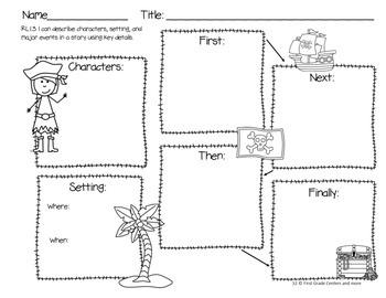 Pirate Math and Literacy for Primary Students by First Grade Centers