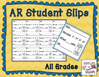 Preview of AR Student Slips Reading Level and Points Trackers